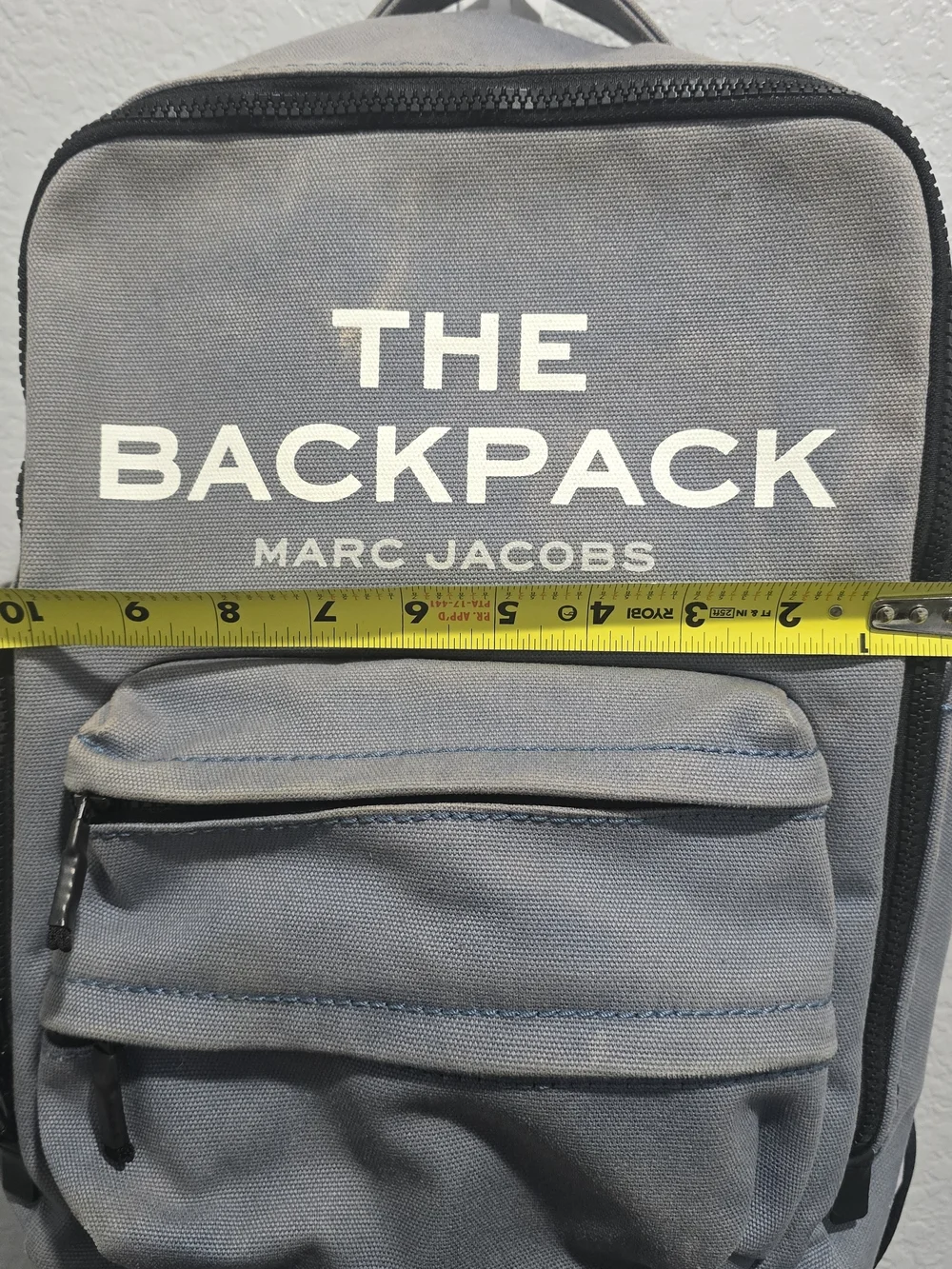 Marc Jacobs The Backpack Blue Denim Canvas Backpack Logo Zip Bookbag Travel